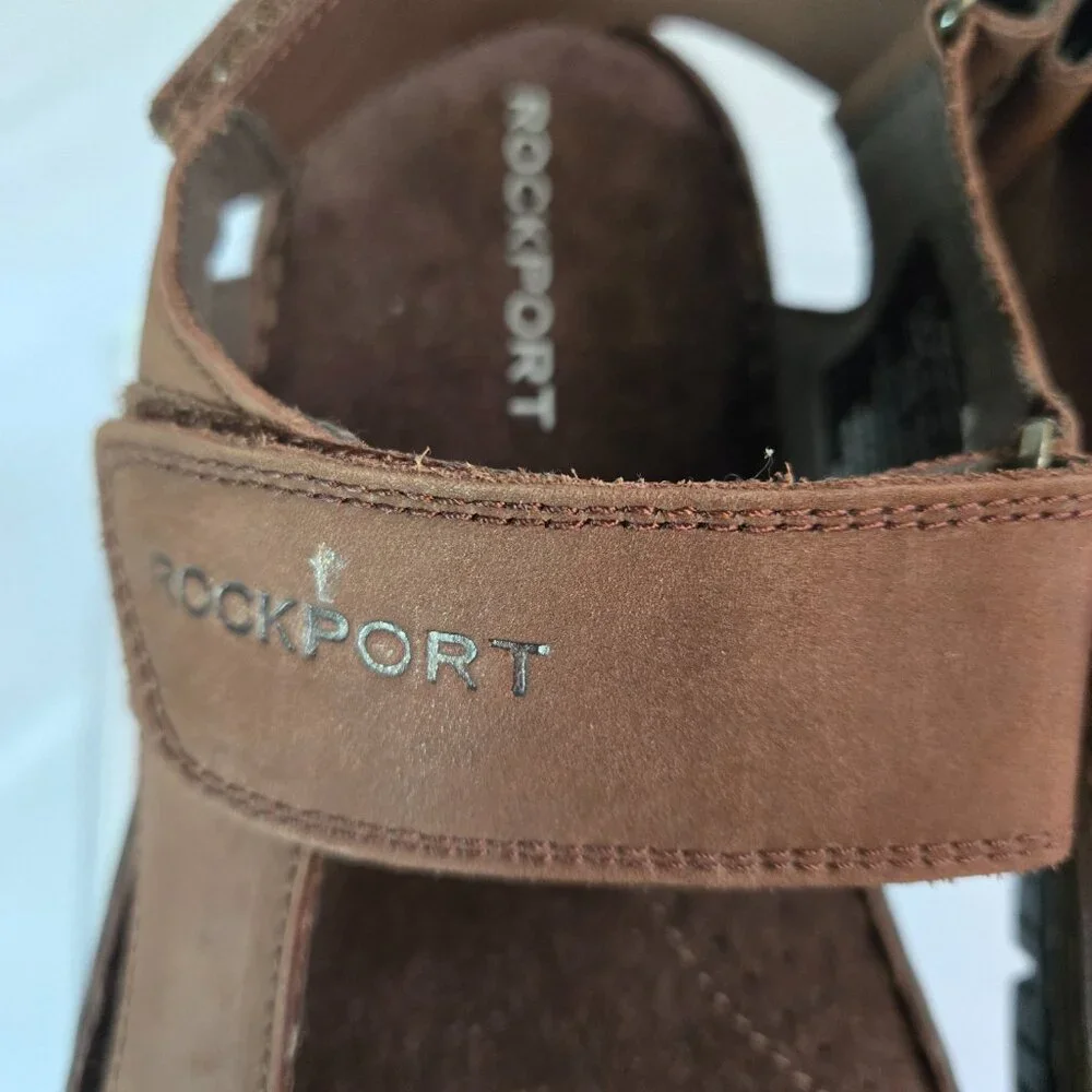 ROCKPORT Men's Jhett Sandals Sz: 8.5 Dark Brown Nubuck